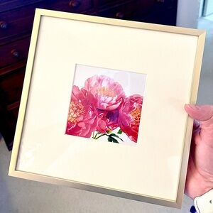 🌸8x8 Gold Framed Floral”Pink Peonies” Art Print